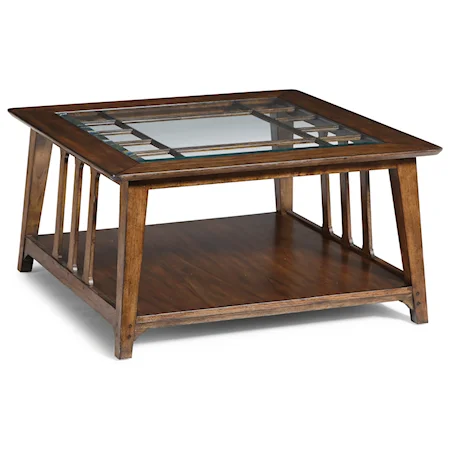 Mission Square Cocktail Table with Glass Tabletop